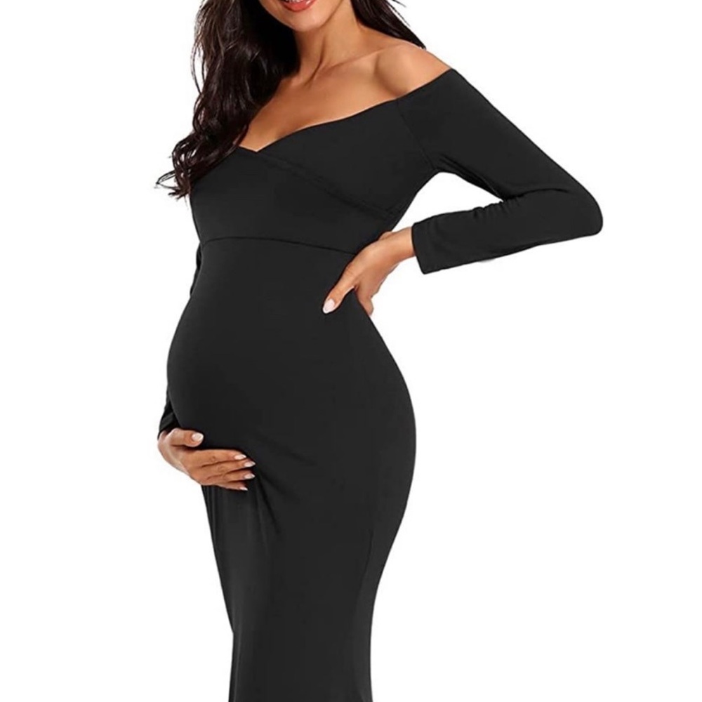 Ecavus Women's Off Shoulder Maternity Dress